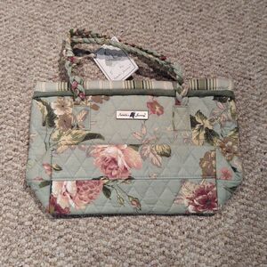 Isabella's Journey Quilted Carpet Bag Purse Tea Rose Green Petite Cottagecore